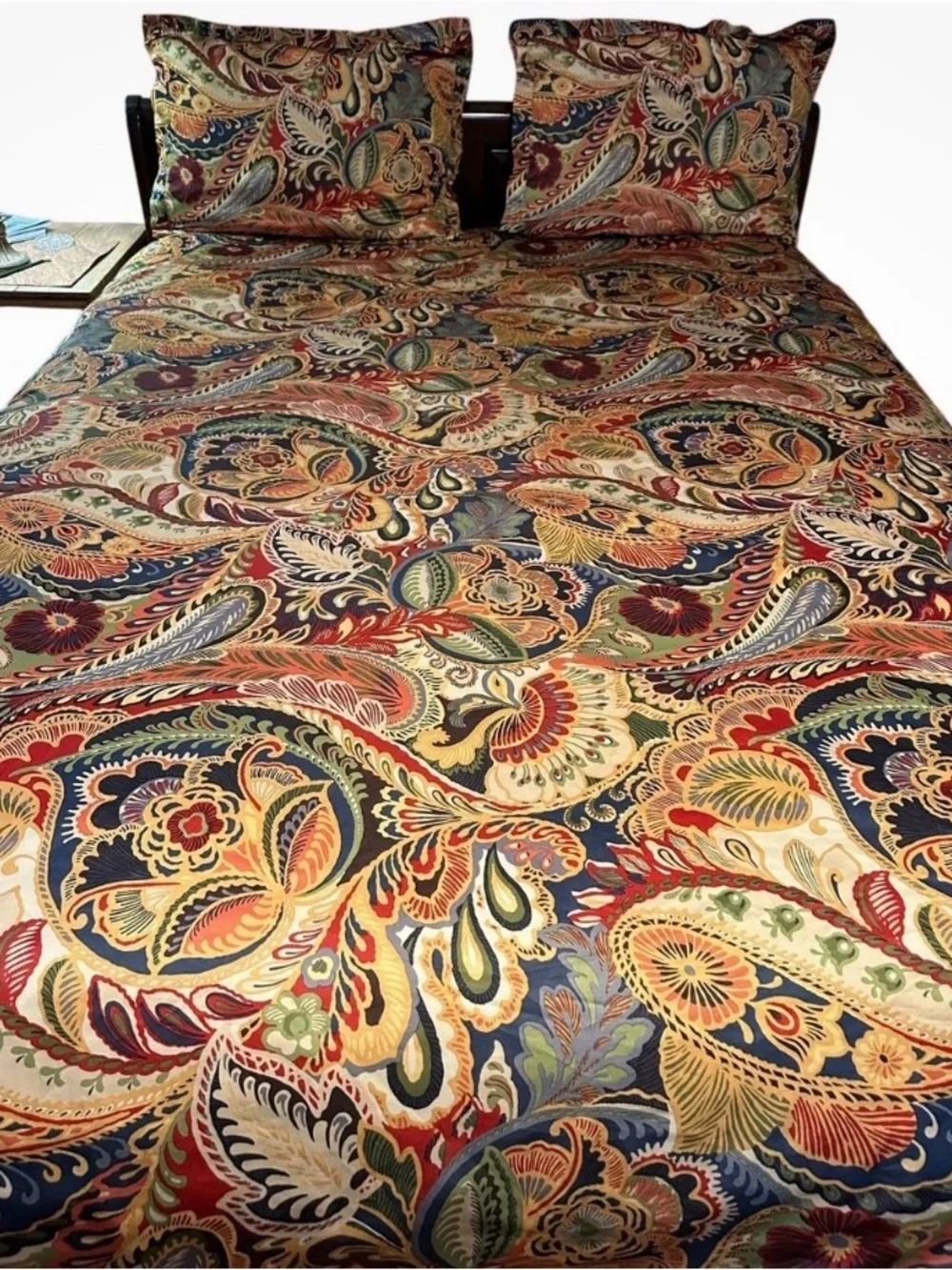 Pier 1 imports vibrant paisley satin duvet cover king 93x107 colorful artsy